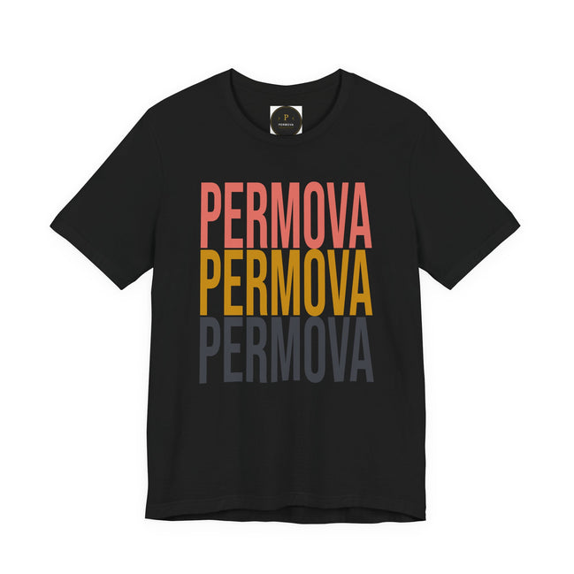 PERMOVA Retro Stack T-Shirt - Bold Triplet Typography Tee
