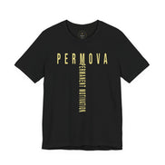 PERMOVA Vertical Logo Tee - Minimalist Permanent Motivation Graphic T-Shirt