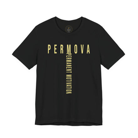 PERMOVA Vertical Logo Tee - Minimalist Permanent Motivation Graphic T-Shirt