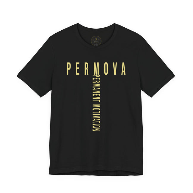 PERMOVA Vertical Logo Tee - Minimalist Permanent Motivation Graphic T-Shirt