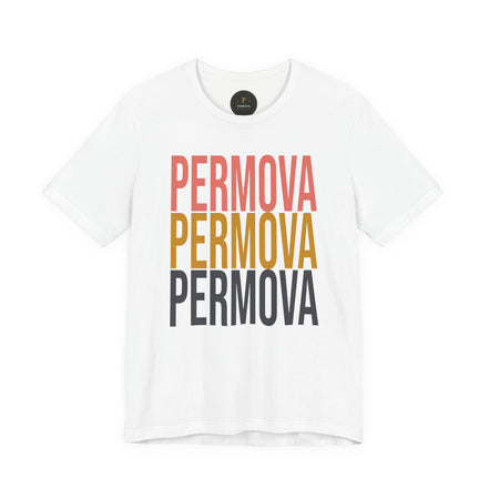 PERMOVA Retro Stack T-Shirt - Bold Triplet Typography Tee