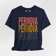 PERMOVA Retro Stack T-Shirt - Bold Triplet Typography Tee