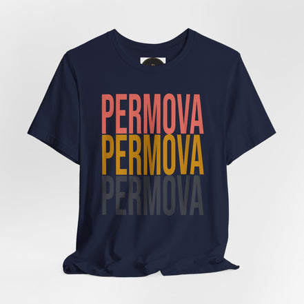 PERMOVA Retro Stack T-Shirt - Bold Triplet Typography Tee