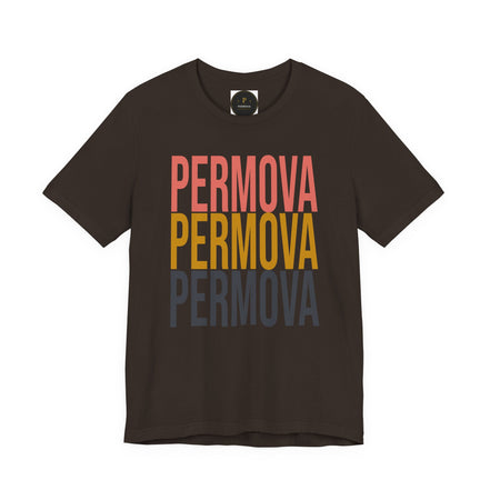 PERMOVA Retro Stack T-Shirt - Bold Triplet Typography Tee