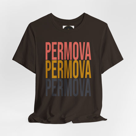 PERMOVA Retro Stack T-Shirt - Bold Triplet Typography Tee