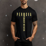 PERMOVA Vertical Logo Tee - Minimalist Permanent Motivation Graphic T-Shirt