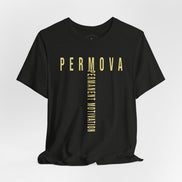 PERMOVA Vertical Logo Tee - Minimalist Permanent Motivation Graphic T-Shirt