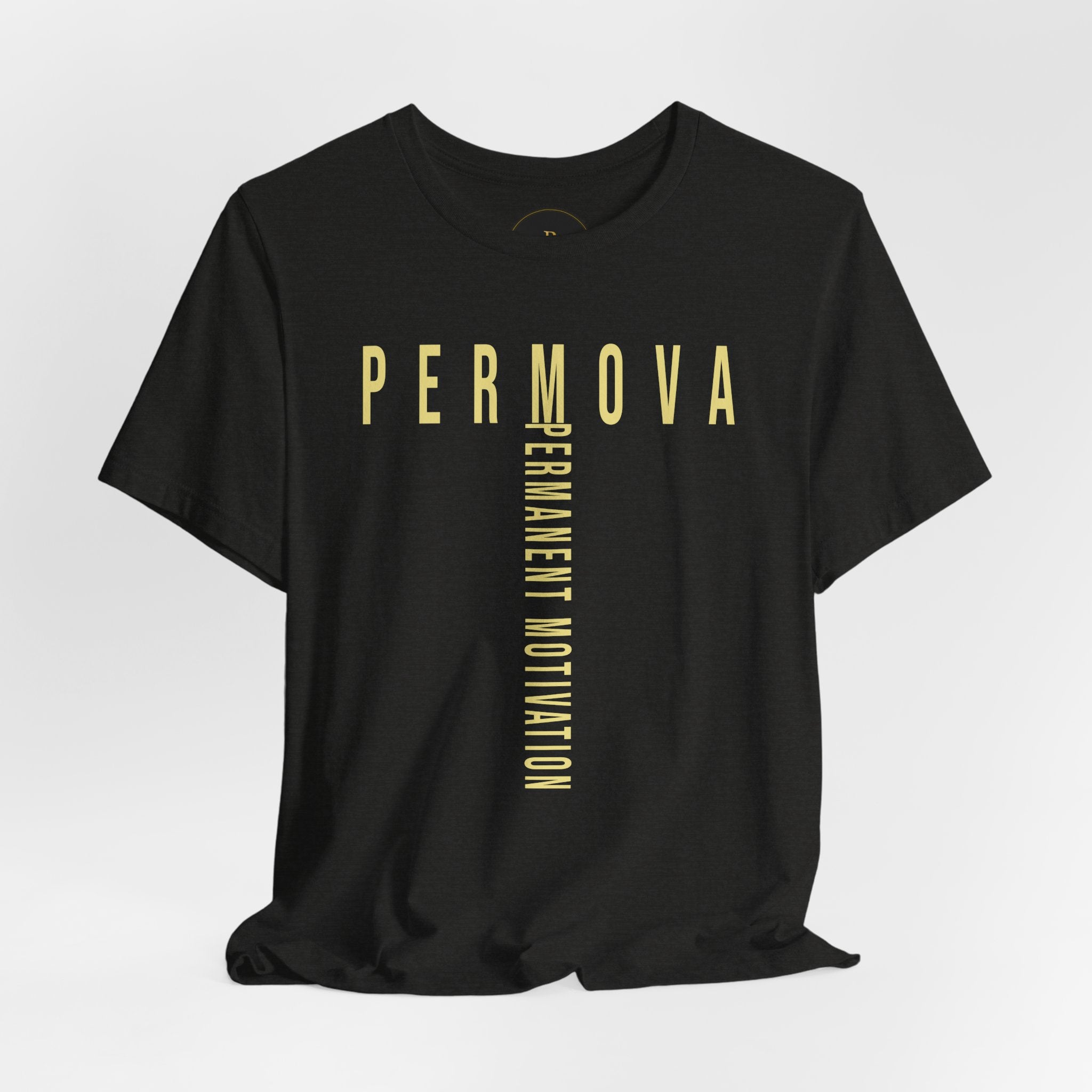 PERMOVA Vertical Logo Tee - Minimalist Permanent Motivation Graphic T-Shirt
