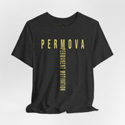 PERMOVA Vertical Logo Tee - Minimalist Permanent Motivation Graphic T-Shirt