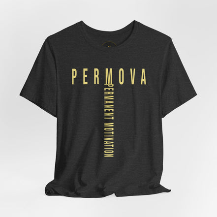 PERMOVA Vertical Logo Tee - Minimalist Permanent Motivation Graphic T-Shirt