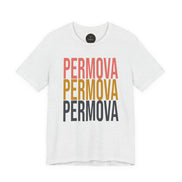 PERMOVA Retro Stack T-Shirt - Bold Triplet Typography Tee