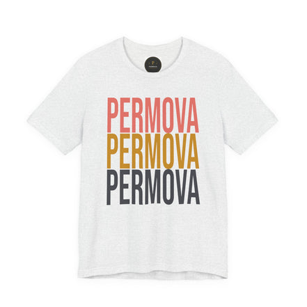 PERMOVA Retro Stack T-Shirt - Bold Triplet Typography Tee
