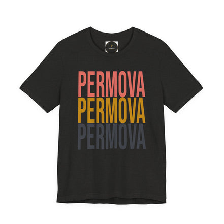 PERMOVA Retro Stack T-Shirt - Bold Triplet Typography Tee