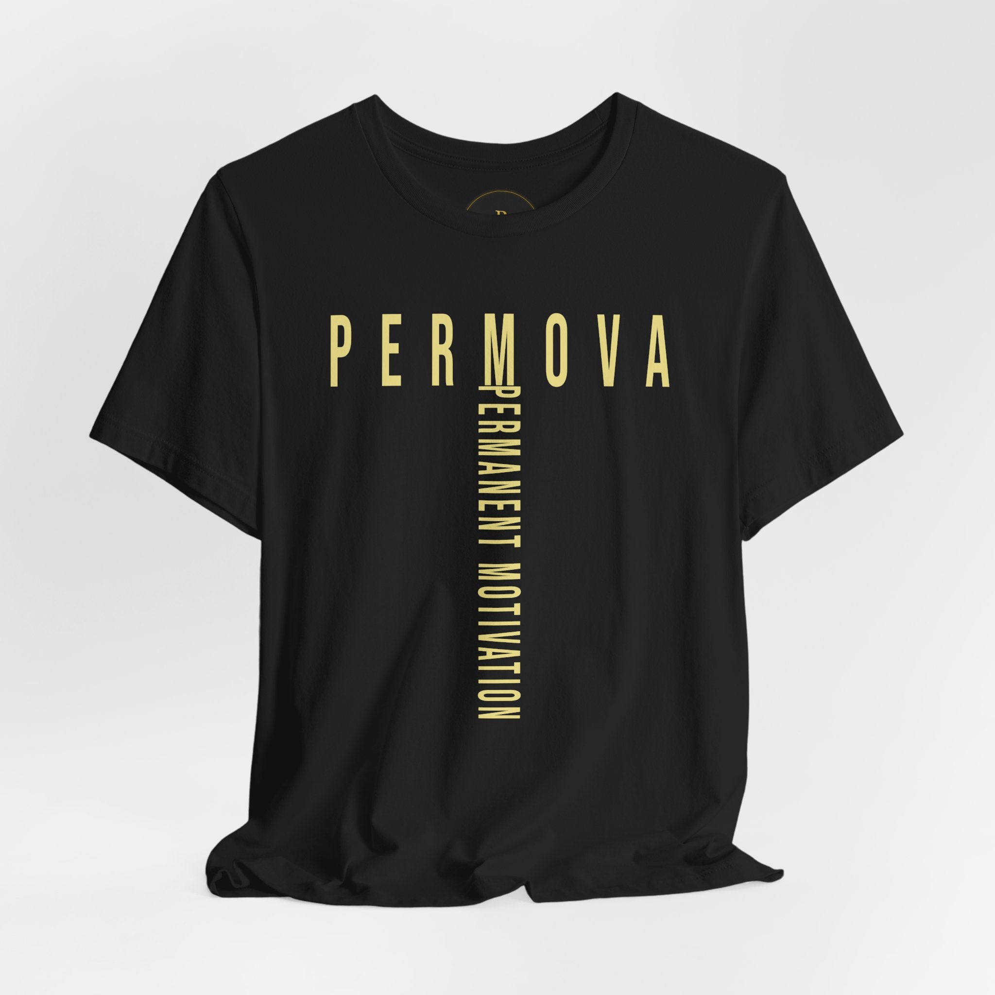 PERMOVA Vertical Logo Tee - Minimalist Permanent Motivation Graphic T-Shirt