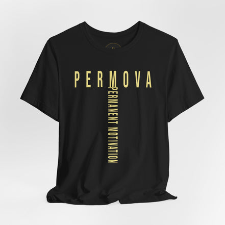 PERMOVA Vertical Logo Tee - Minimalist Permanent Motivation Graphic T-Shirt